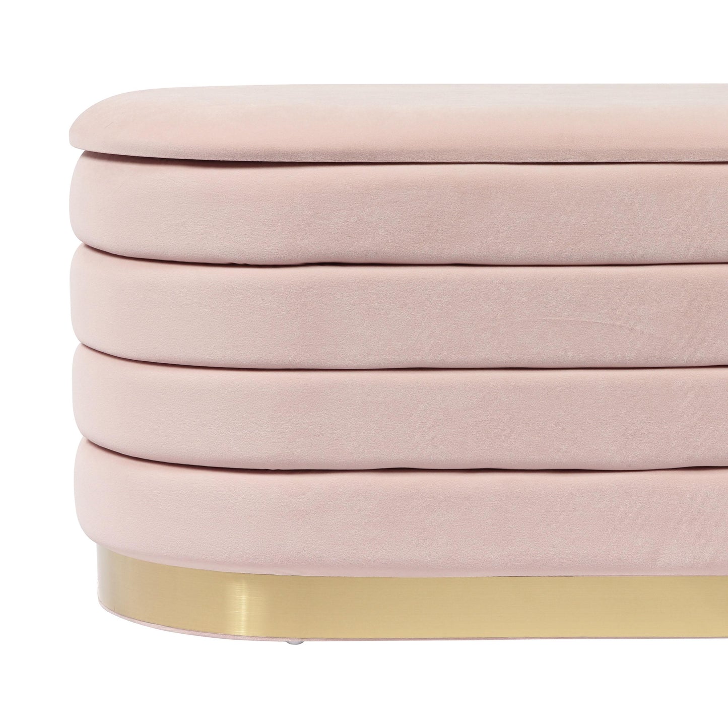 abigail blush velvet storage bench