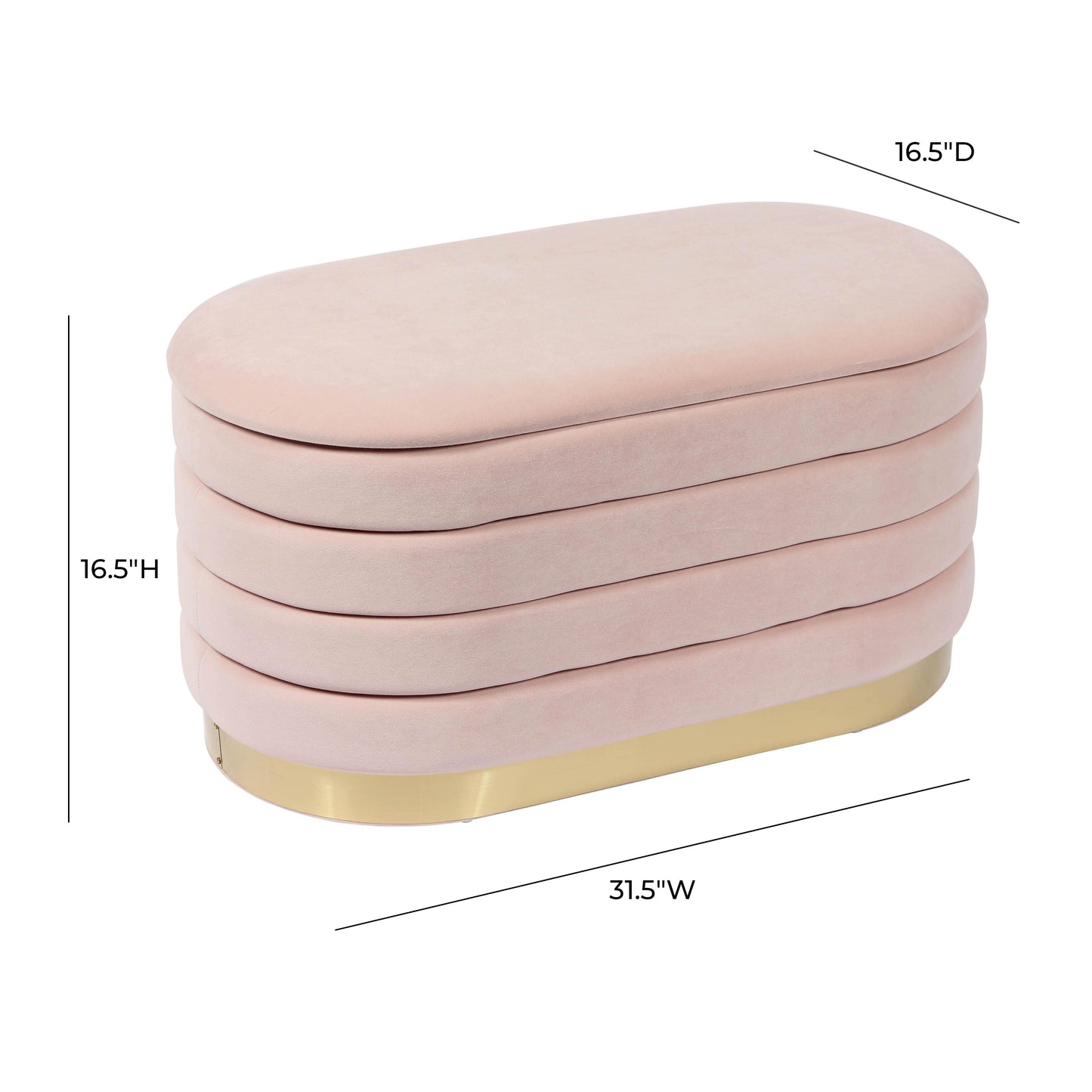 abigail blush velvet storage bench