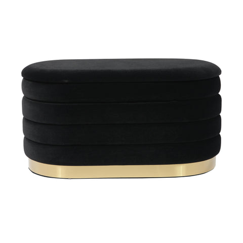 Abigail Black Velvet Storage Bench