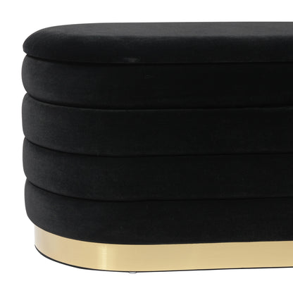 Abigail Black Velvet Storage Bench