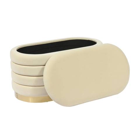 Abigail Cream Velvet Storage Bench