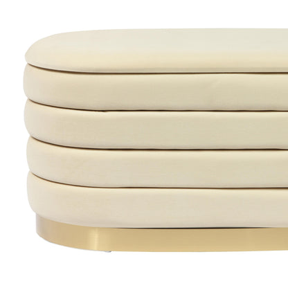 Abigail Cream Velvet Storage Bench