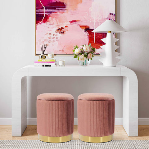 Olafur Blush Velvet Storage Ottoman