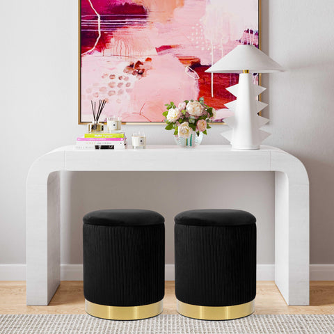 Olafur Black Velvet Storage Ottoman