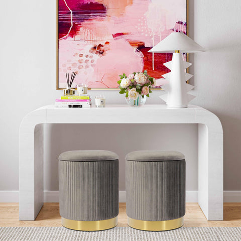 Olafur Grey Velvet Storage Ottoman