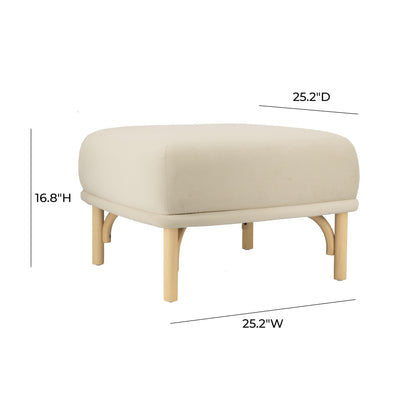 Halio Cream Velvet Ottoman