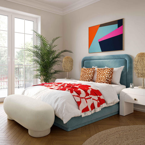 Kandra Cream Vegan Shearling Ottoman