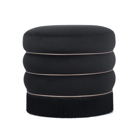 Alina Black Velvet Ottoman