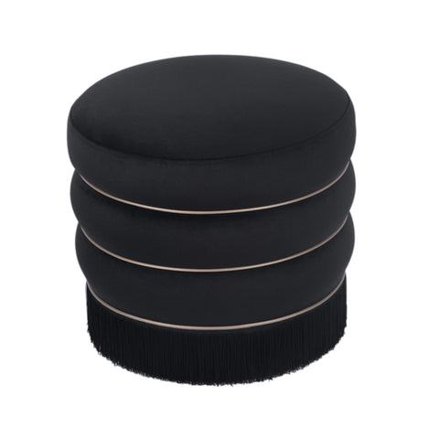 Alina Black Velvet Ottoman
