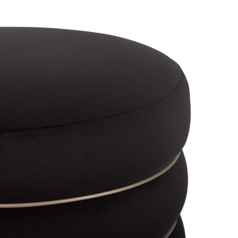 Alina Black Velvet Ottoman