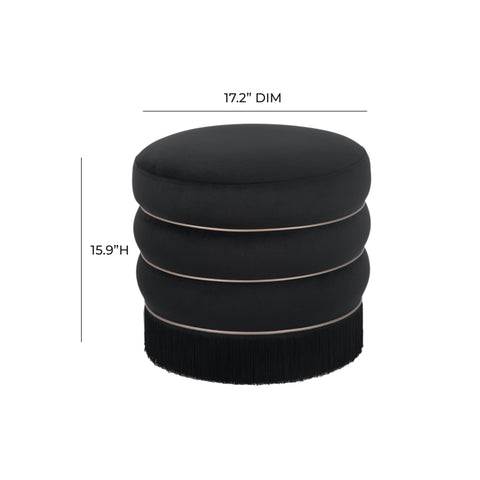 Alina Black Velvet Ottoman