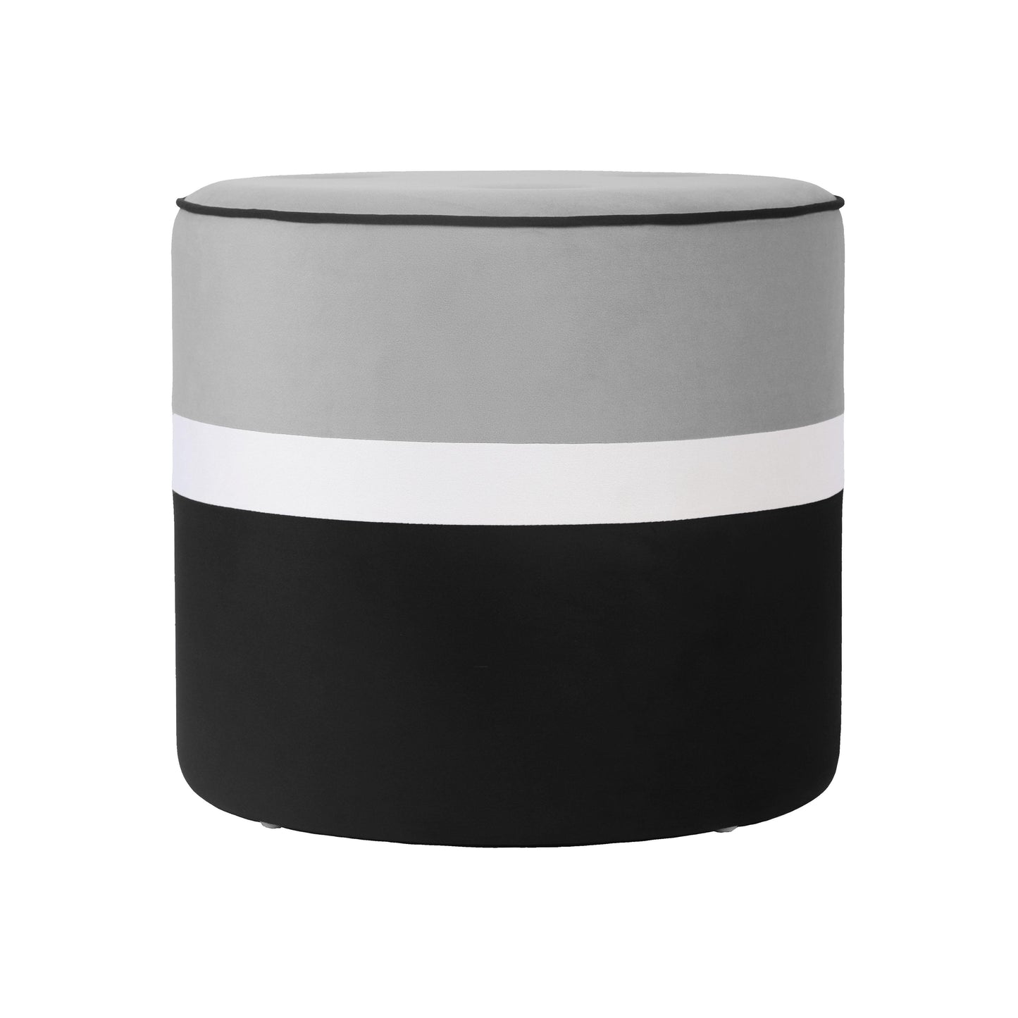 calliope grey & black velvet ottoman