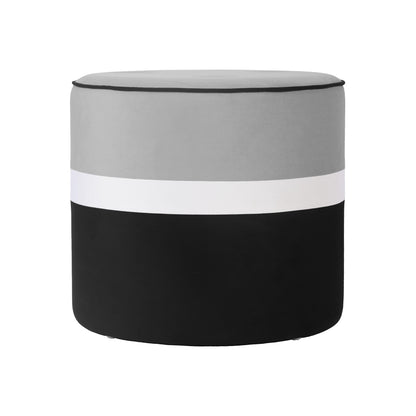 Calliope Grey & Black Velvet Ottoman