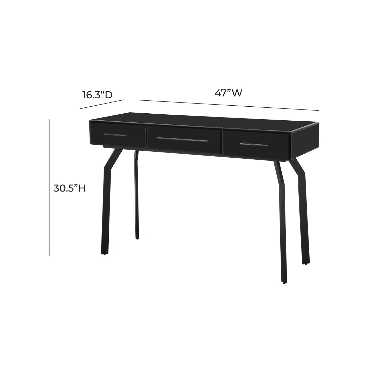 destiny black glass desk console table