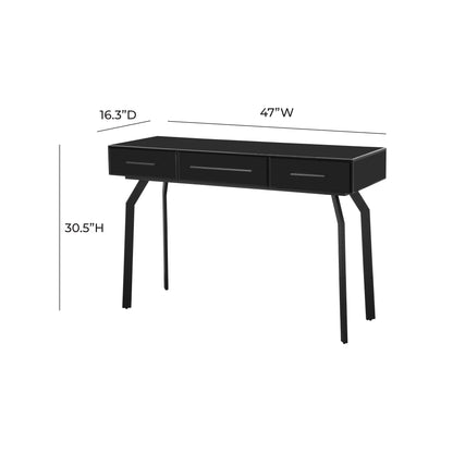 Destiny Black Glass Desk Console Table