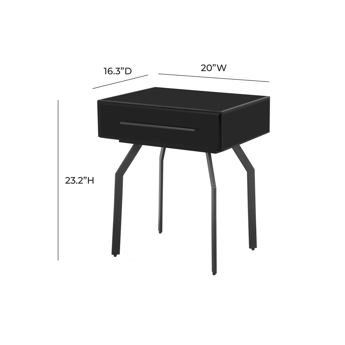 destiny black glass side table