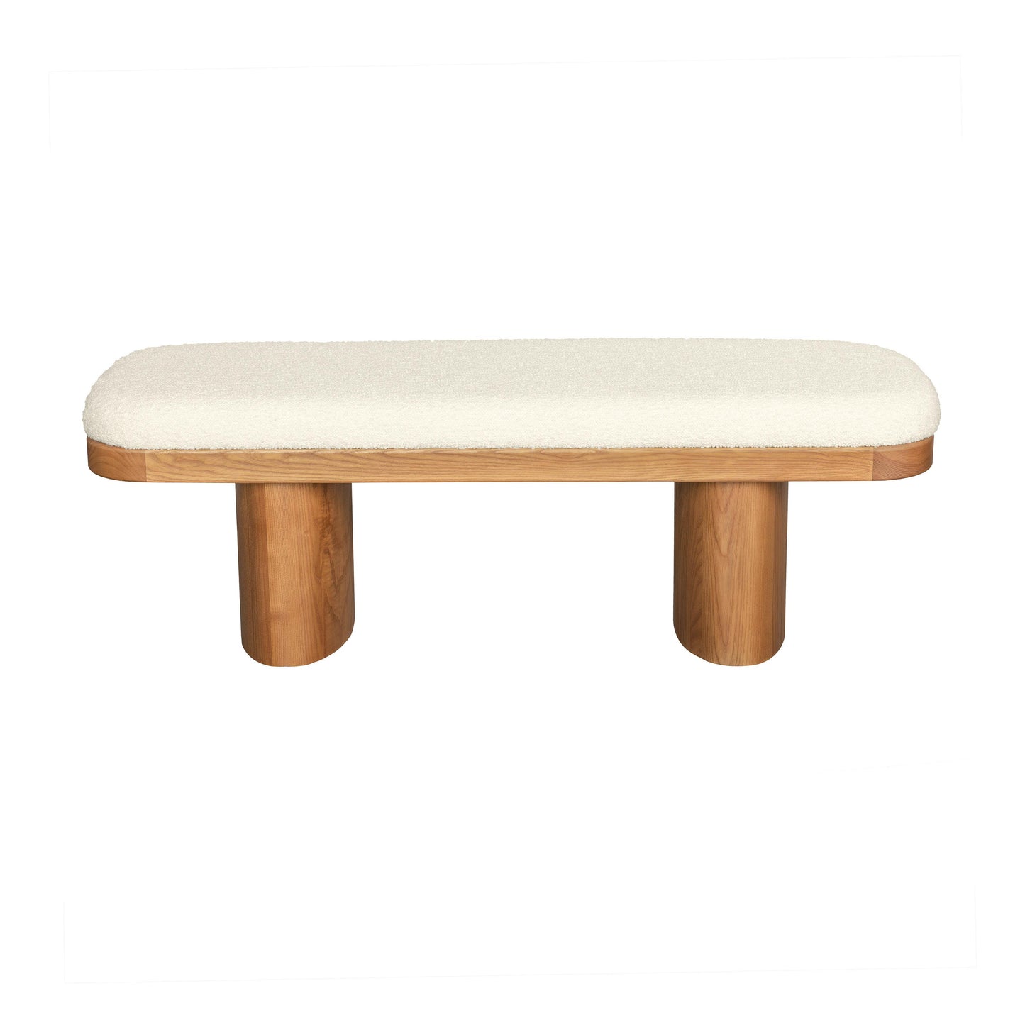 aliyah white boucle wooden bench