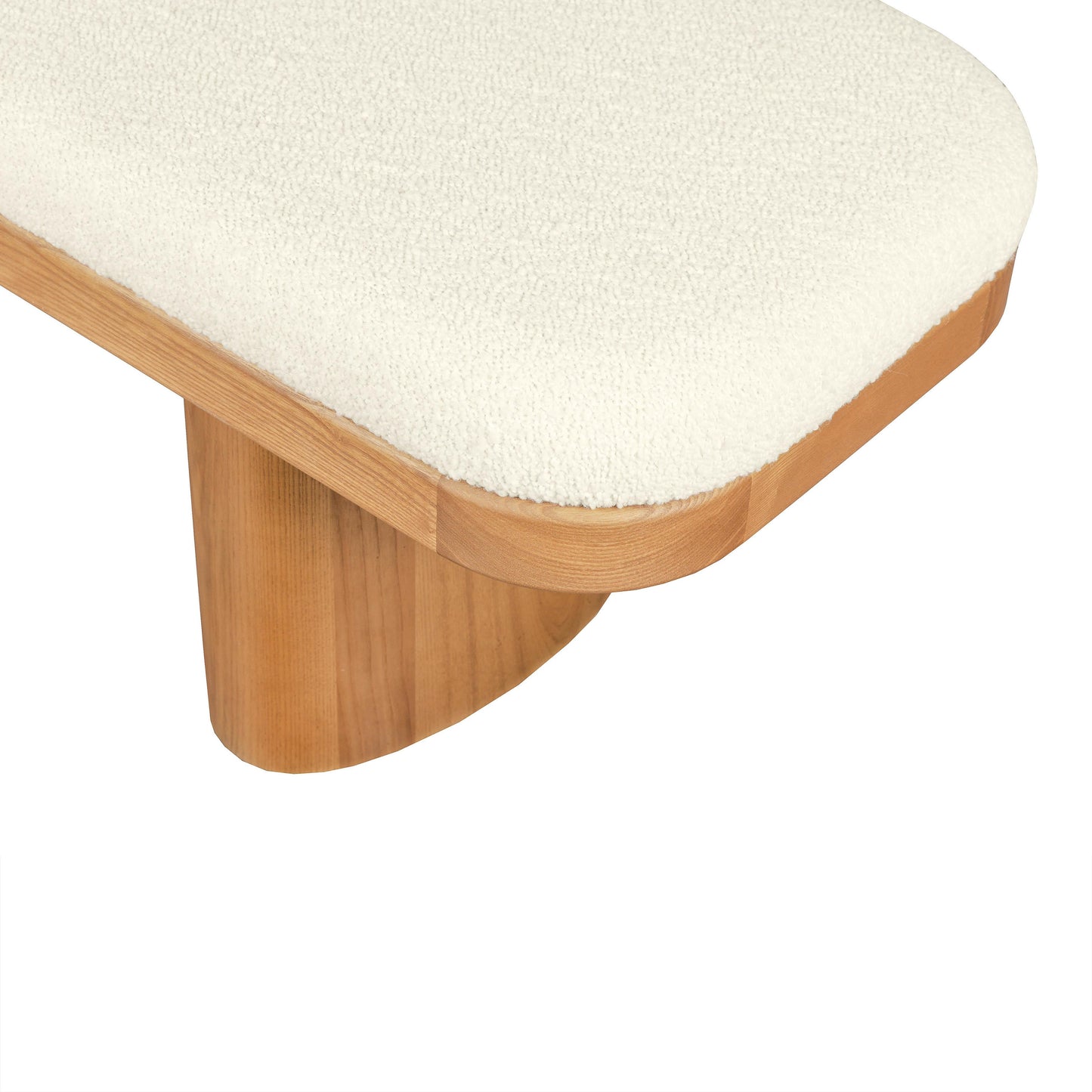 aliyah white boucle wooden bench