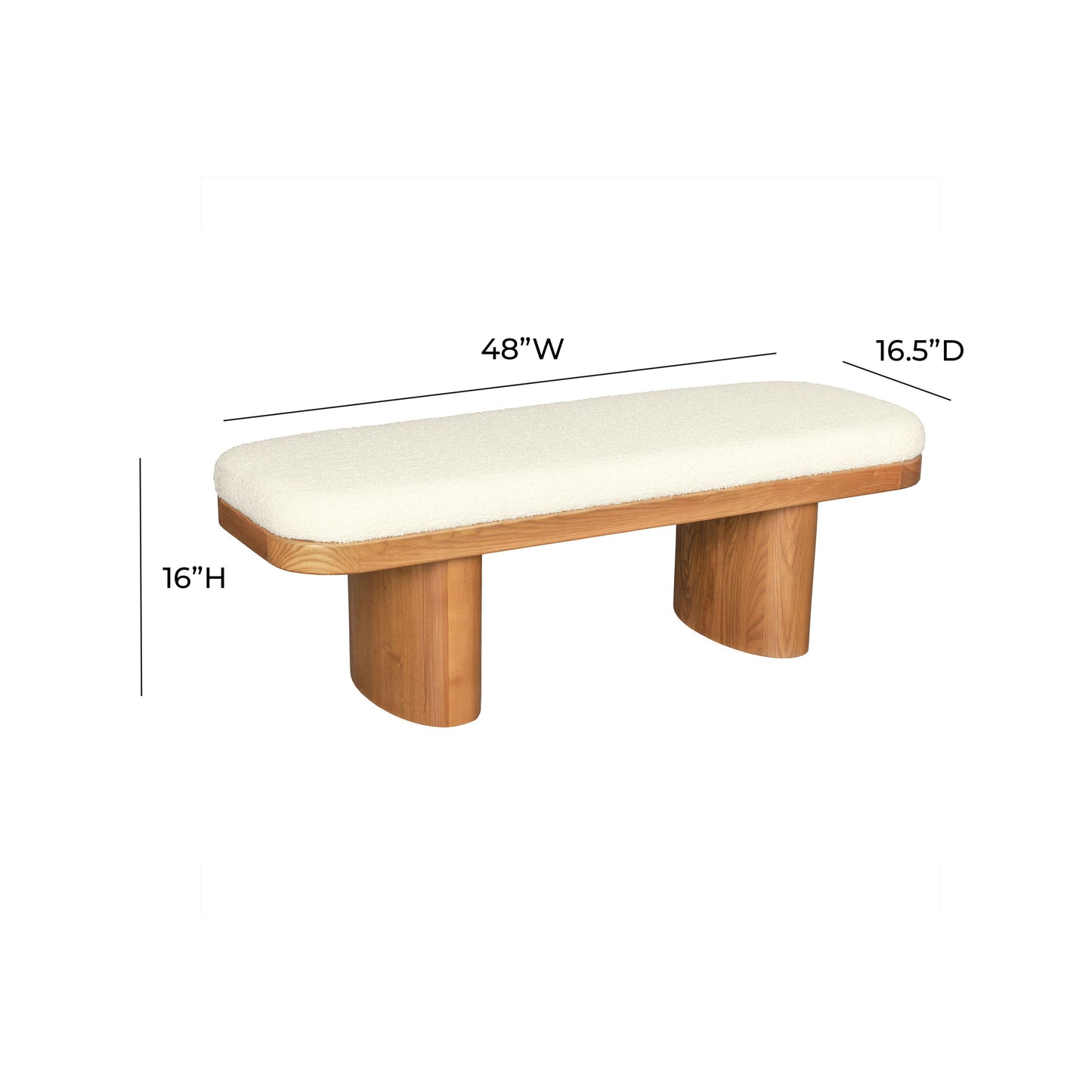 aliyah white boucle wooden bench