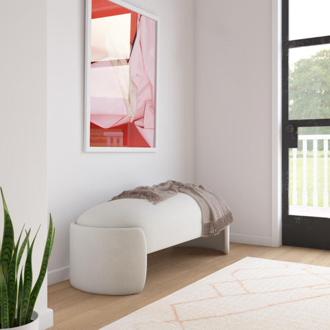 Adalynn Cream Velvet Bench