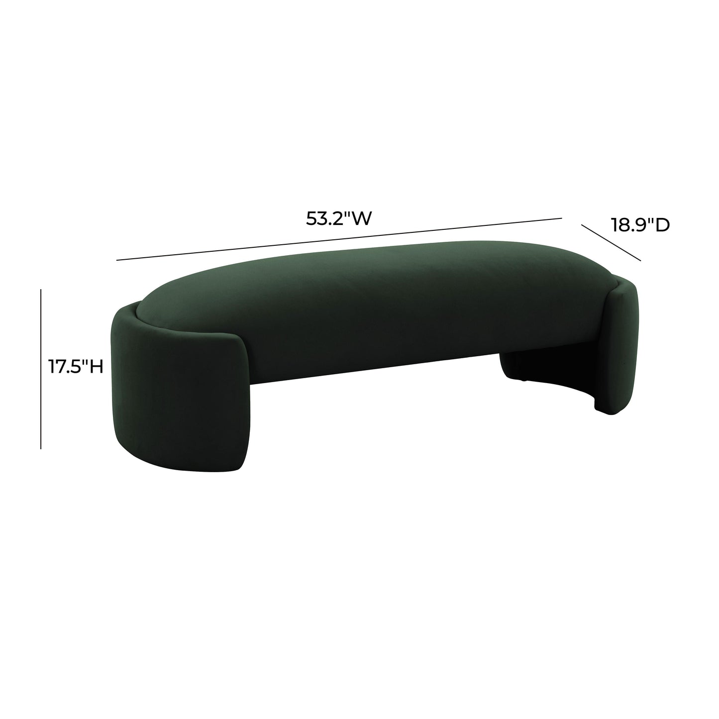 adalynn forest green velvet bench