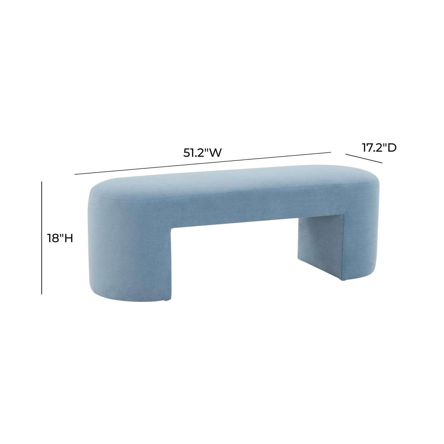 akiko light blue velvet bench