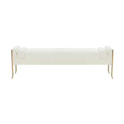 Tiffany Cream Textured Velvet Bench