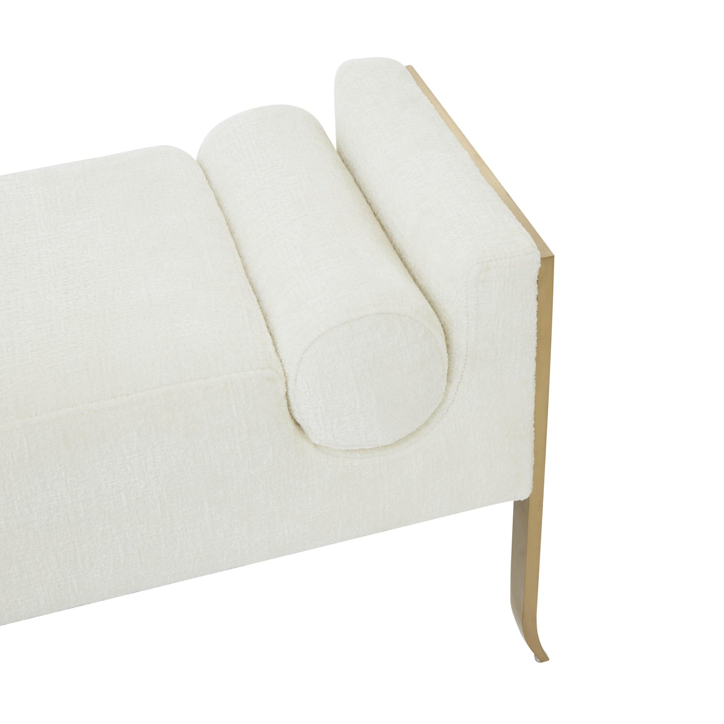 tiffany cream textured velvet bench