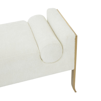 Tiffany Cream Textured Velvet Bench