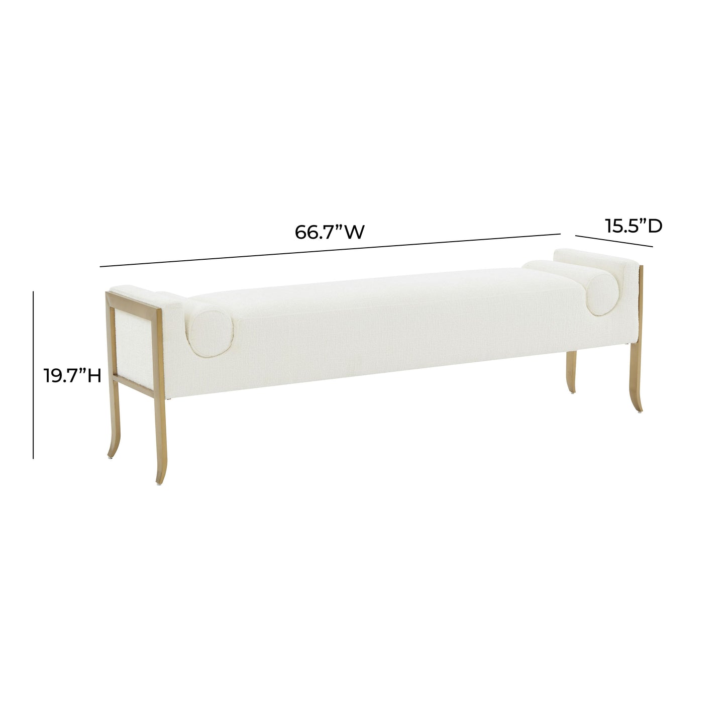 tiffany cream textured velvet bench