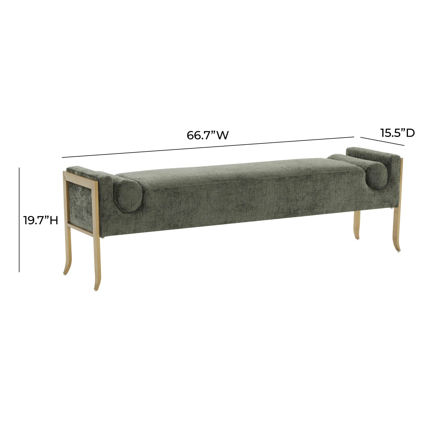 tiffany green textured velvet bench