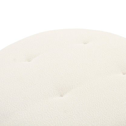 Crosshatch Cream Boucle Swivel Ottoman