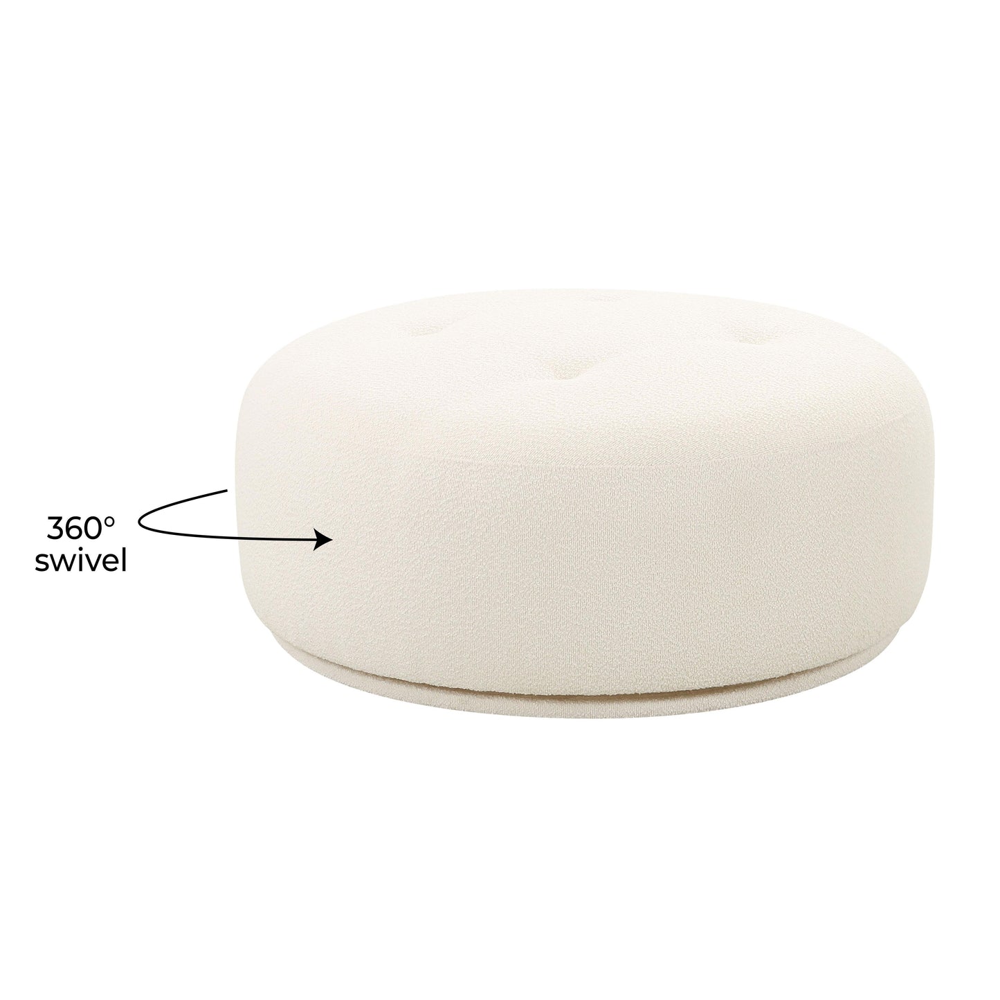 crosshatch cream boucle swivel ottoman