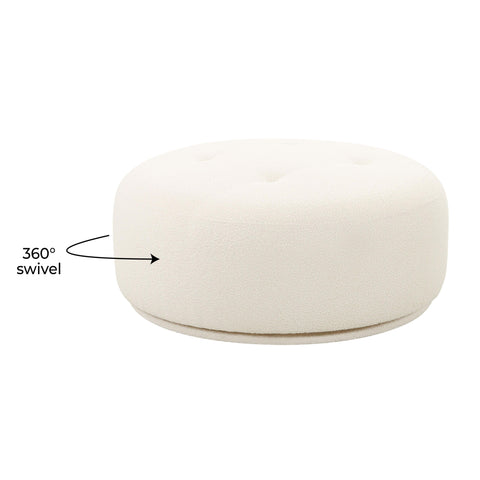 Delphine Garda Cream Performance Boucle Swivel Ottoman - image 4