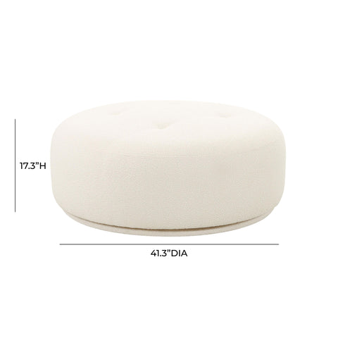 Delphine Garda Cream Performance Boucle Swivel Ottoman - image 5