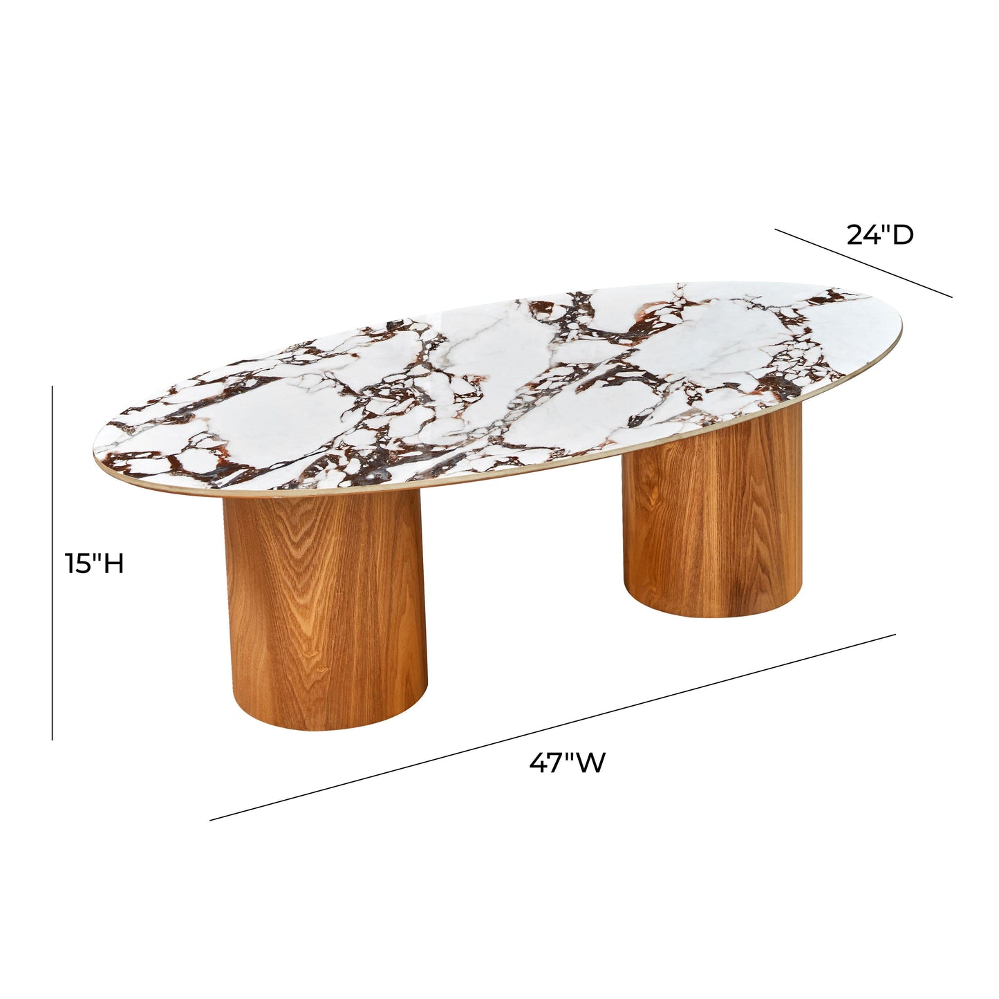 sloane marble ceramic oval coffee table