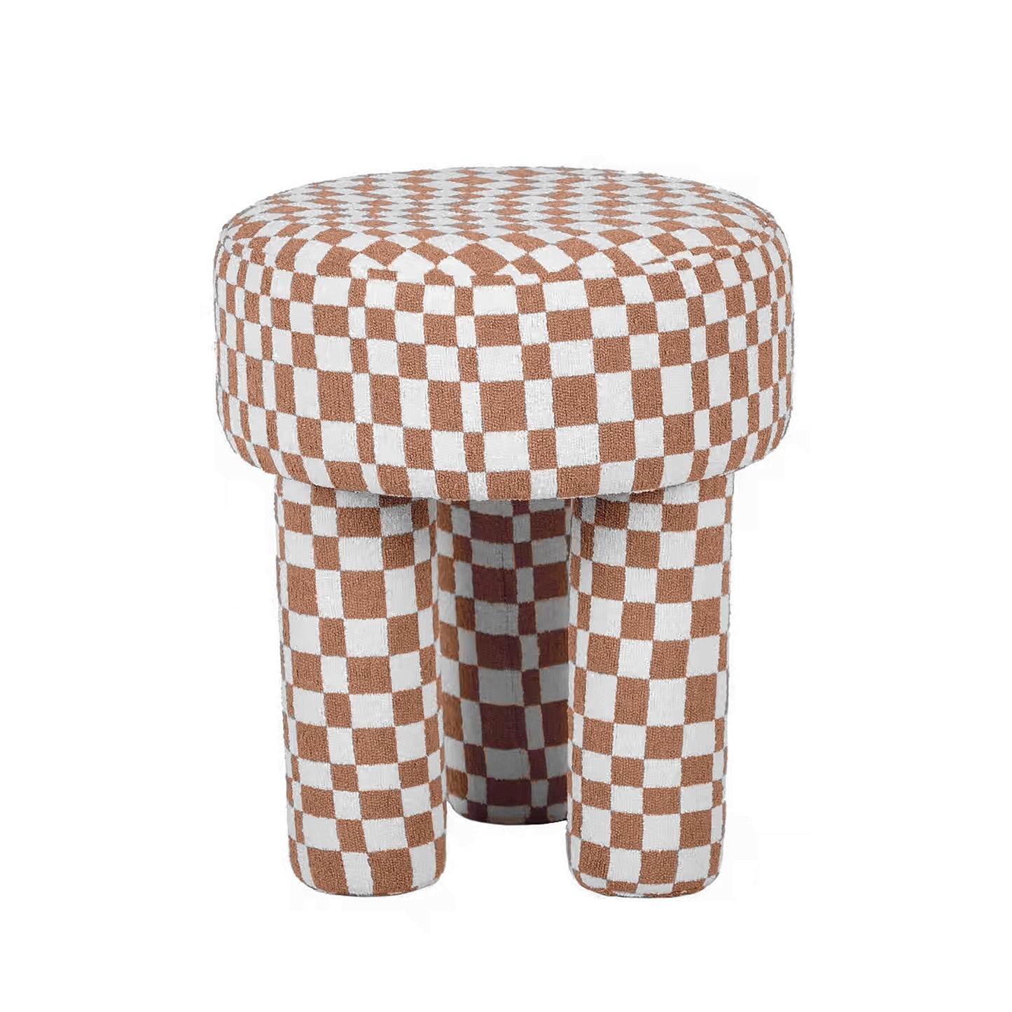 juniper brown checkered boucle stool