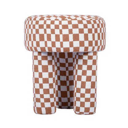 Juniper Brown Checkered Boucle Stool