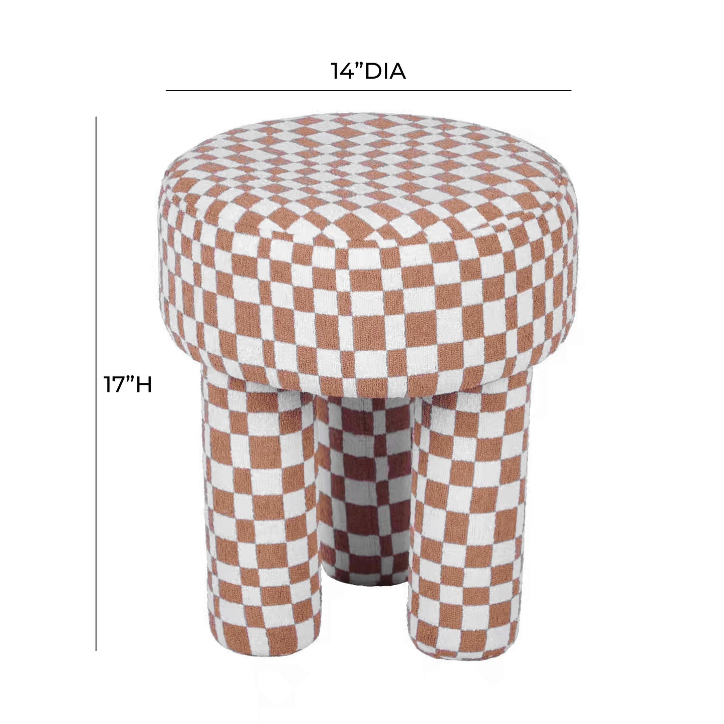 juniper brown checkered boucle stool