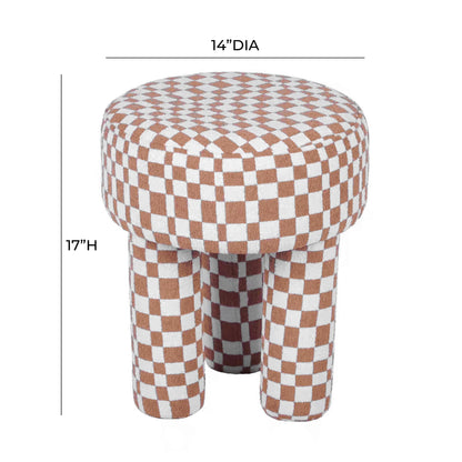 Juniper Brown Checkered Boucle Stool