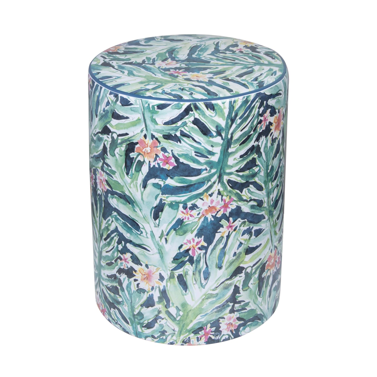 yorba ceramic stool in garden print