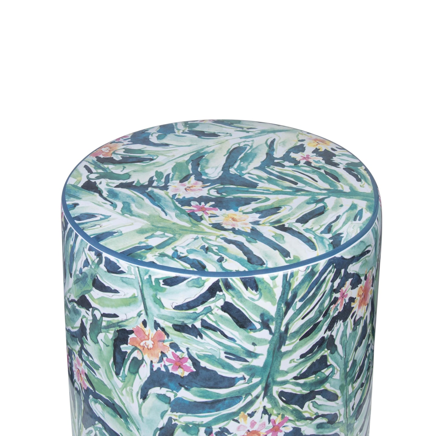 yorba ceramic stool in garden print