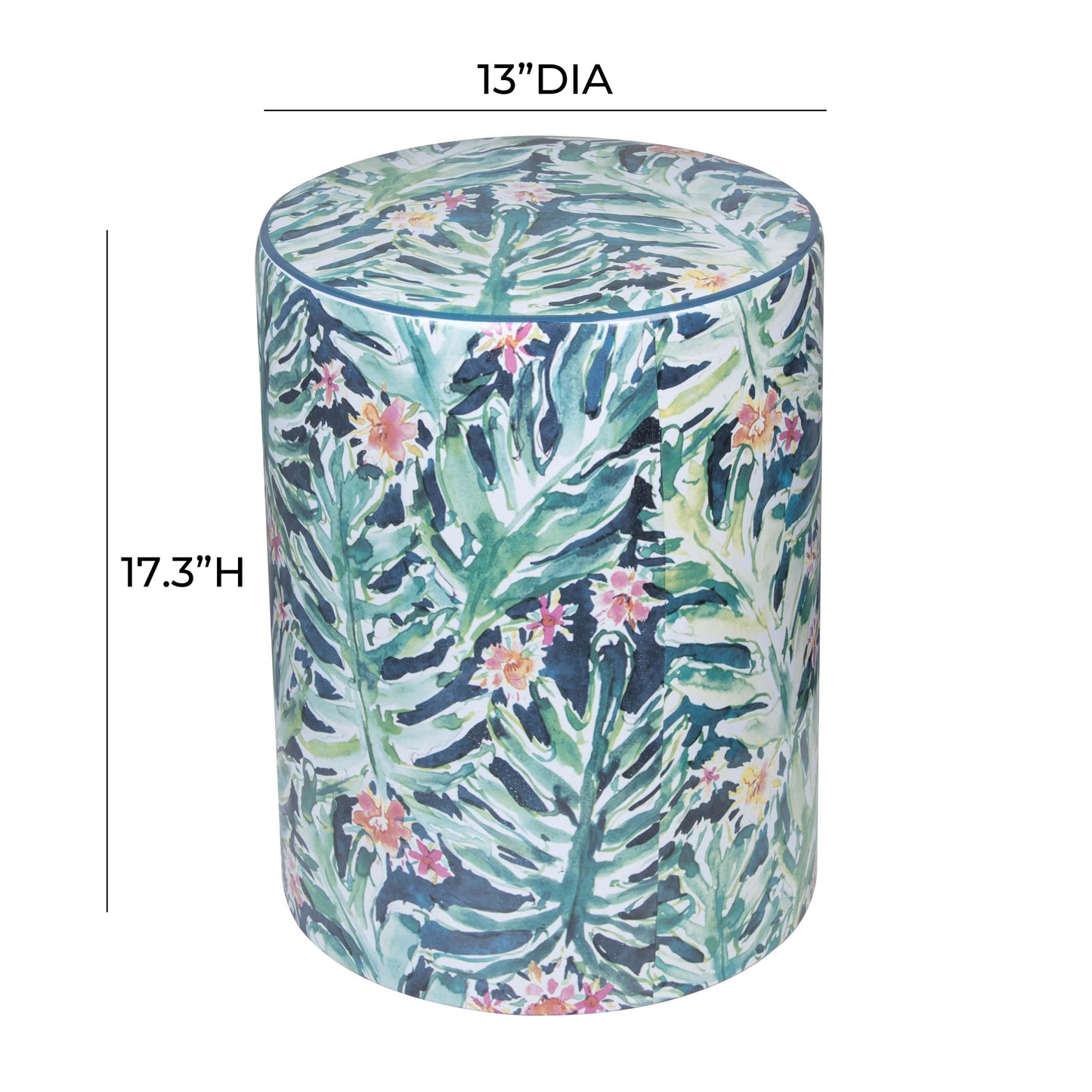 yorba ceramic stool in garden print