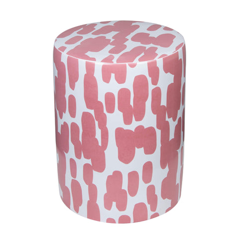 Yorba Ceramic Stool in Pink Strokes Print