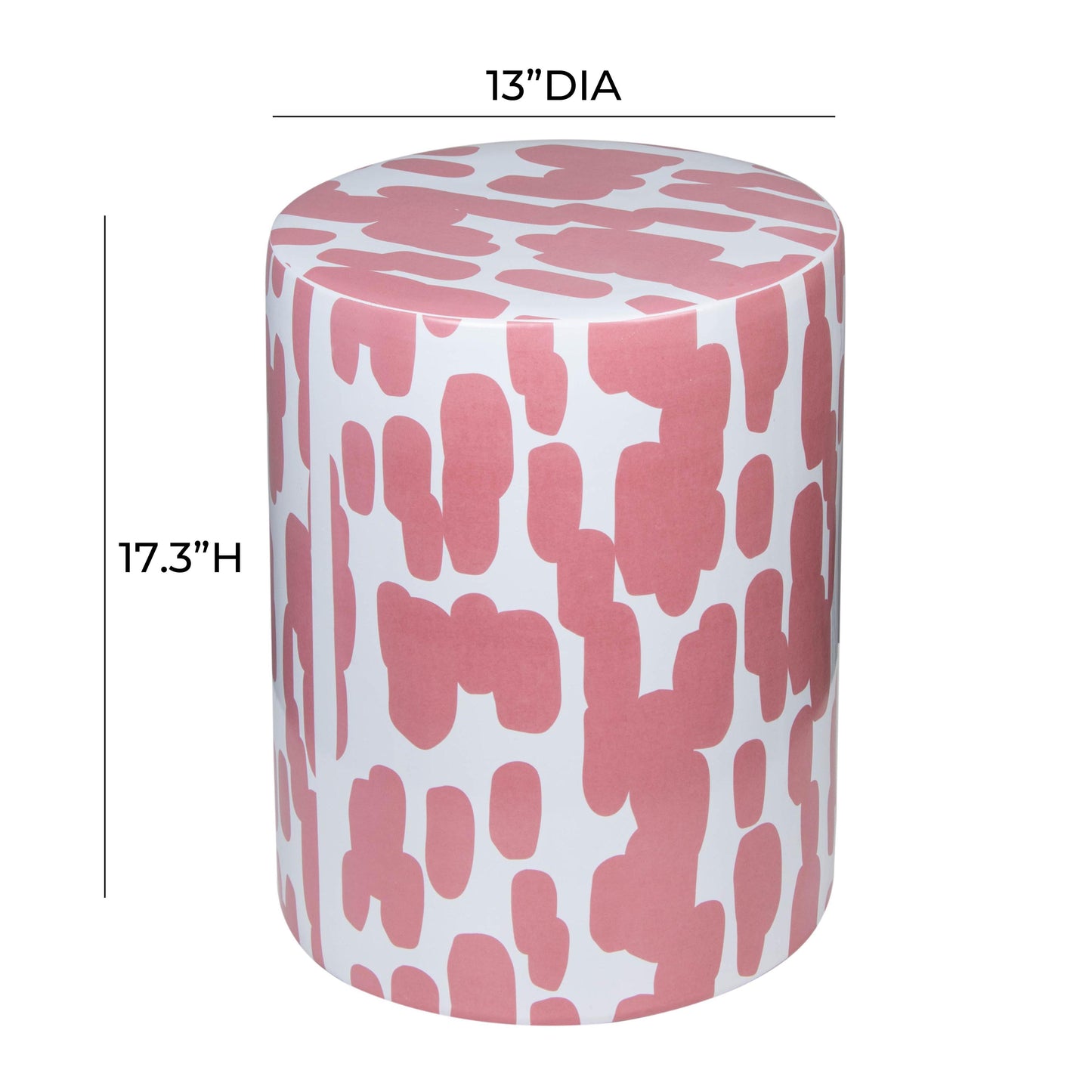 yorba ceramic stool in pink strokes print