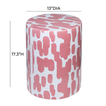 Yorba Ceramic Stool in Pink Strokes Print