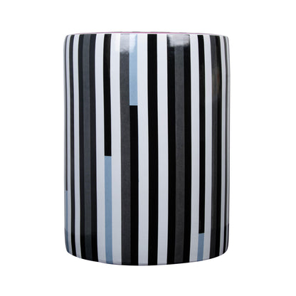 Yorba Ceramic Stool in Modern Stripes Print