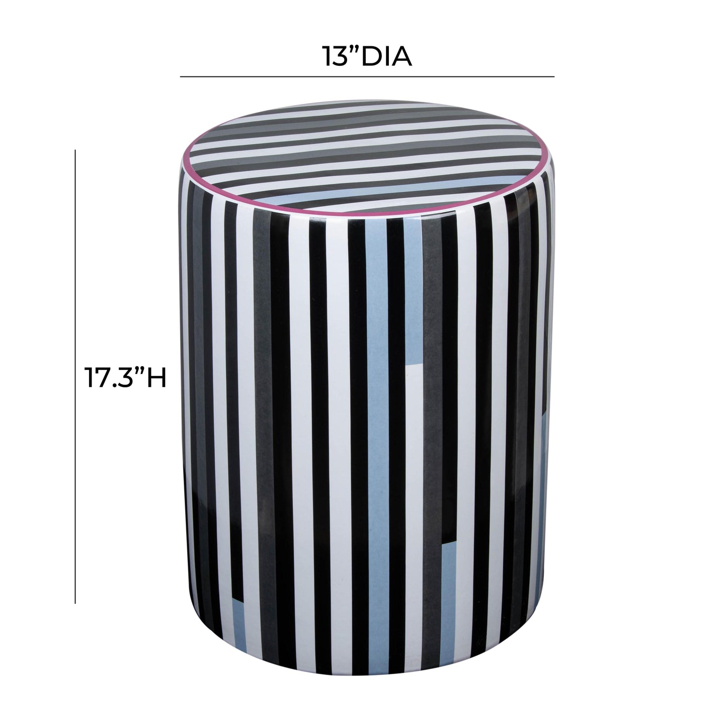 yorba ceramic stool in modern stripes print