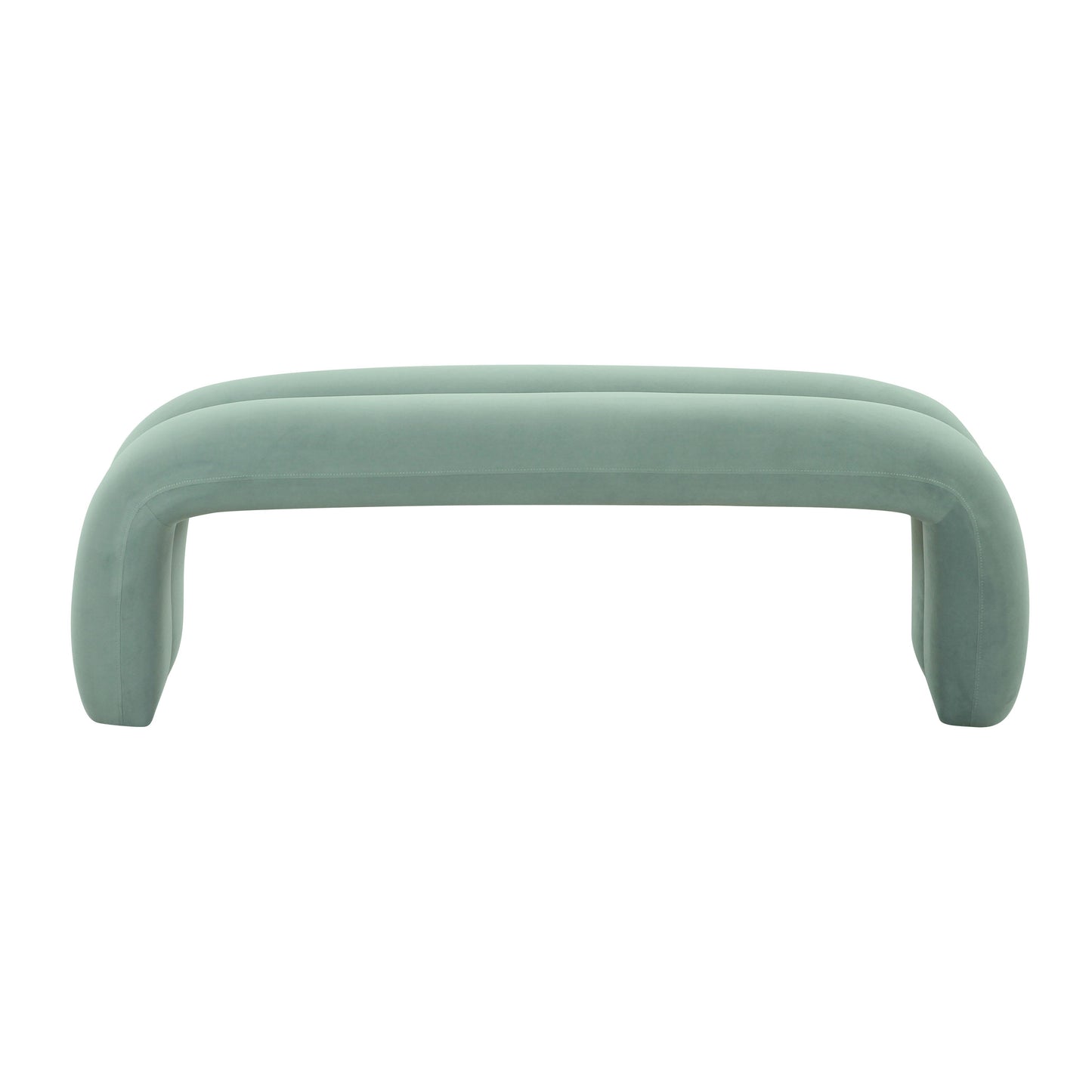 jade green velvet channeled bench