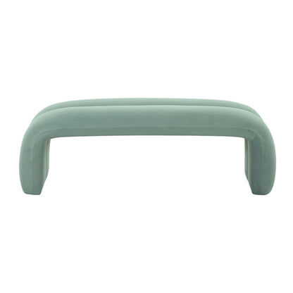 Jade Green Velvet Channeled Bench